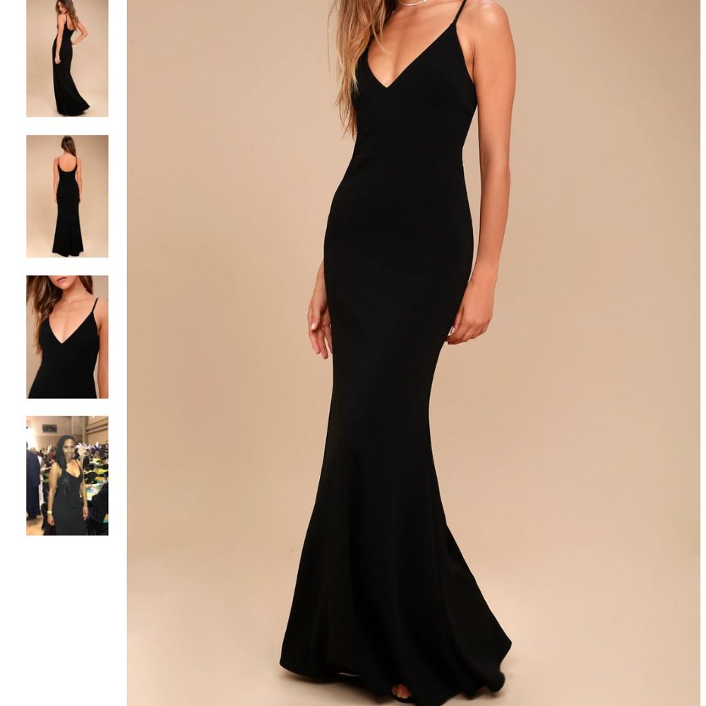 Lulu's Infinite Glory Black Maxi Dress Small